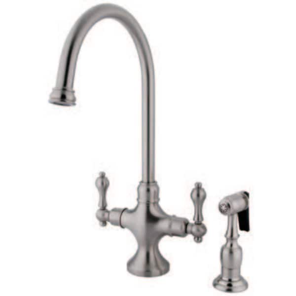KS1768ALBS Vintage Classic Kitchen Faucet W/Brass Sprayer, Brushed Nkl